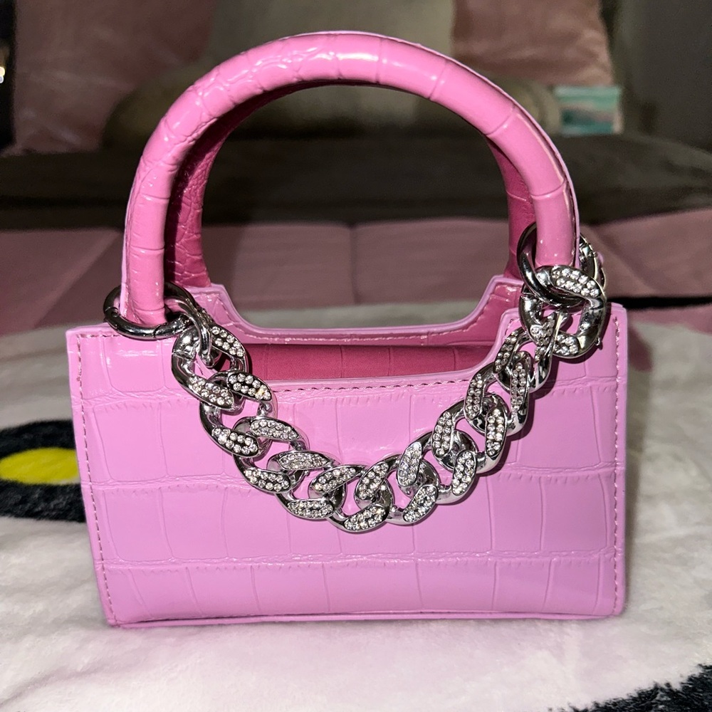 Pink ombré purse with silver rhinestones